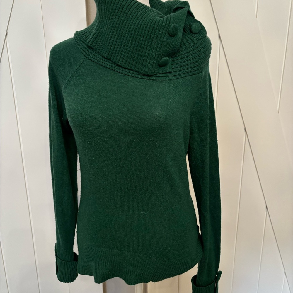 Banana Republic Forest Green Turtleneck luxury cashmere blend Sweater